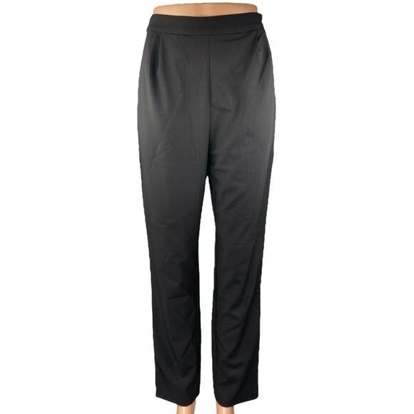 Lulus Women's Black Straight Tapered Leg High Waist Zip Trousers Dress Pants S - Picture 1 of 5